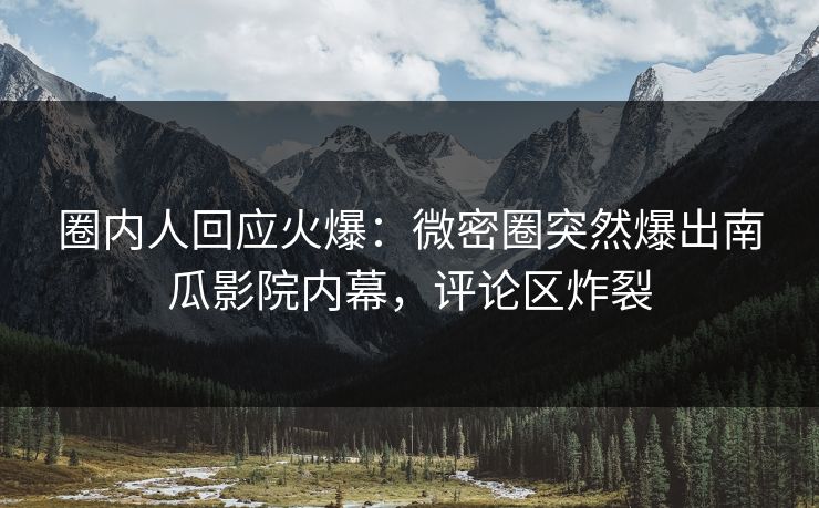 圈内人回应火爆：微密圈突然爆出南瓜影院内幕，评论区炸裂