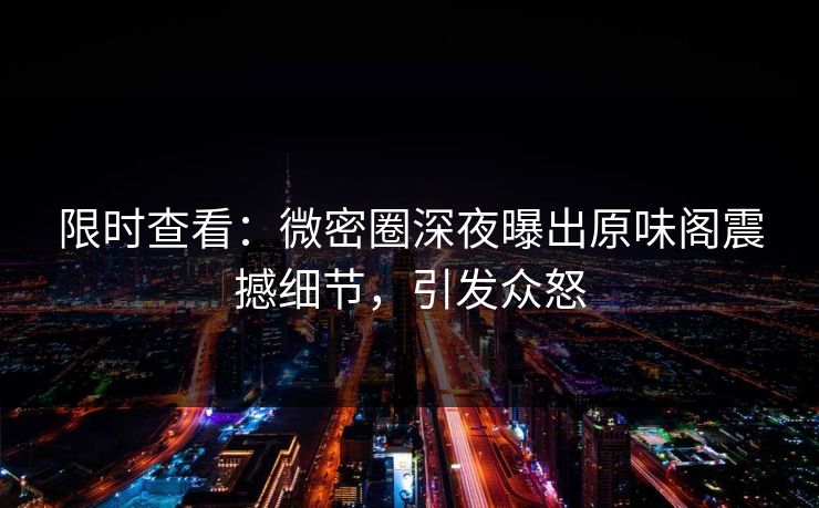 限时查看：微密圈深夜曝出原味阁震撼细节，引发众怒