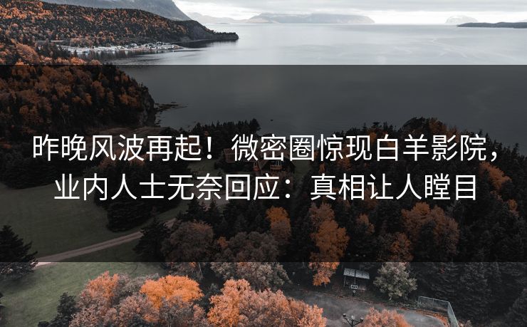 昨晚风波再起！微密圈惊现白羊影院，业内人士无奈回应：真相让人瞠目