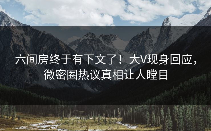 六间房终于有下文了！大V现身回应，微密圈热议真相让人瞠目