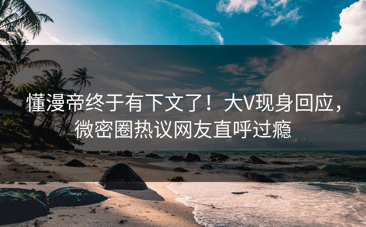 懂漫帝终于有下文了！大V现身回应，微密圈热议网友直呼过瘾