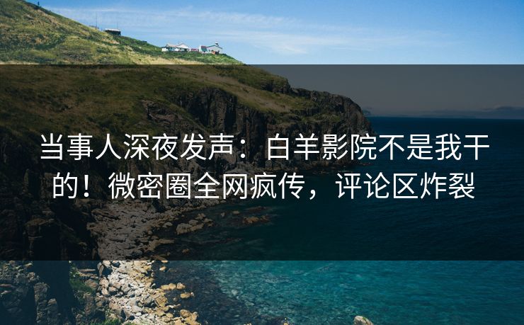 当事人深夜发声：白羊影院不是我干的！微密圈全网疯传，评论区炸裂