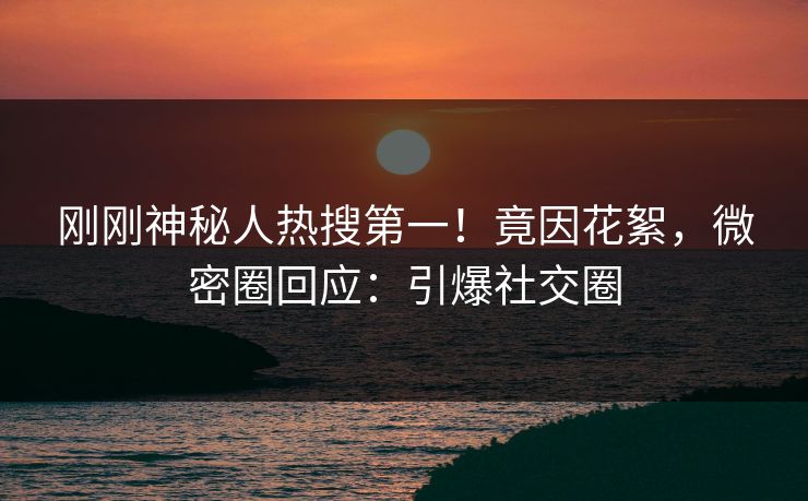 刚刚神秘人热搜第一！竟因花絮，微密圈回应：引爆社交圈