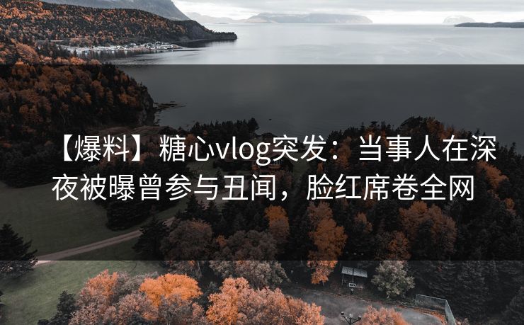 【爆料】糖心vlog突发：当事人在深夜被曝曾参与丑闻，脸红席卷全网